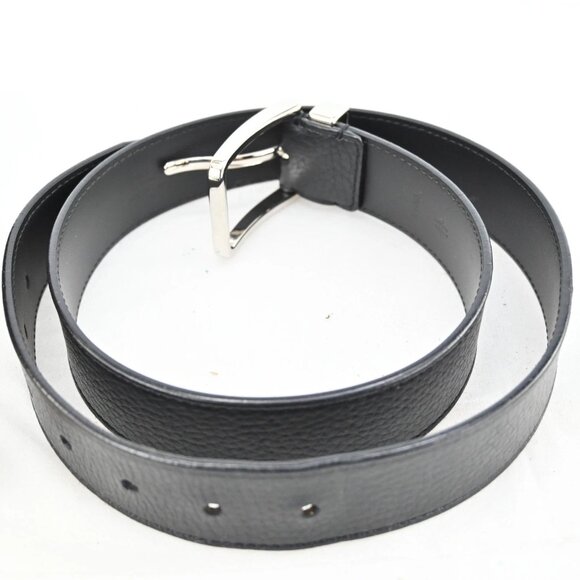 Louis Vuitton Black Leather Pont Neuf Silver Buckle Belt 85/34 bsj630-102325 - Picture 5 of 12